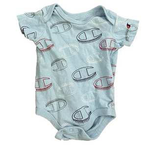 10/20$ Champion blue baby short sleeve bodysuit/onesie size 0-3 months